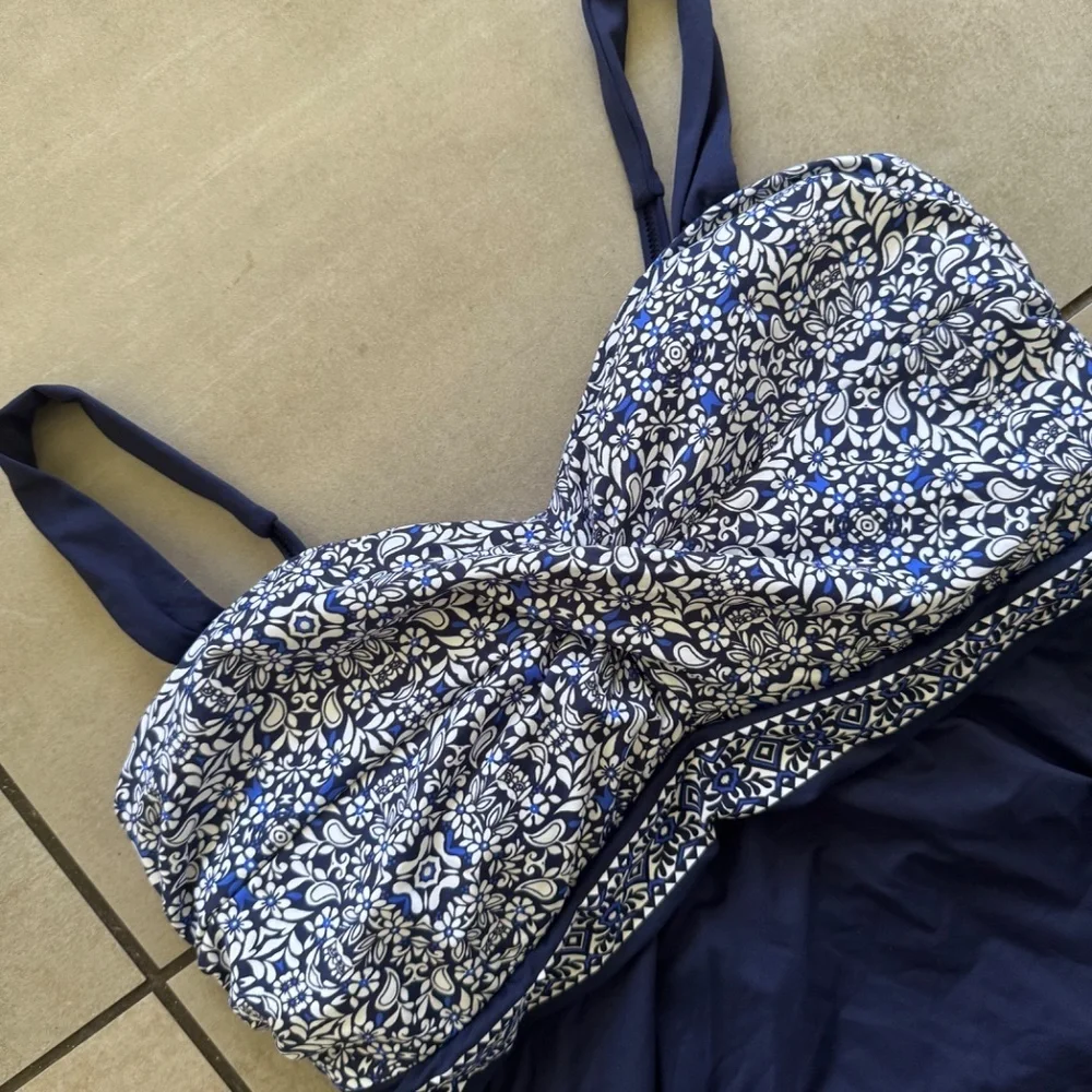 Lands' End Women's Blue Floral Tankini Swim Set Sz 10 Top 12 Bottom NWT - Picture 3 of 16
